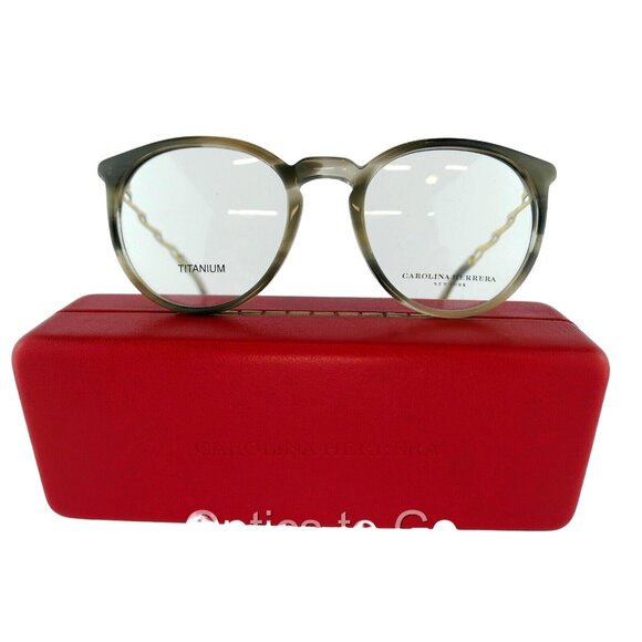 CAROLINA HERRERA VHN 588S (09T8) TAUPE 50-20-135 TITANIUM Eyeglasses Frames